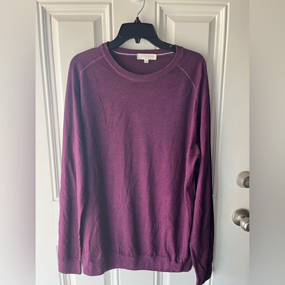 Jack Victor Plum Murray Virgin Wool Long Sleeve Crewneck Sweater Men’s XL New - Picture 3 of 10
